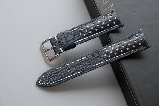 Dark Navy Epsom Leather Watch Strap - HCH-010