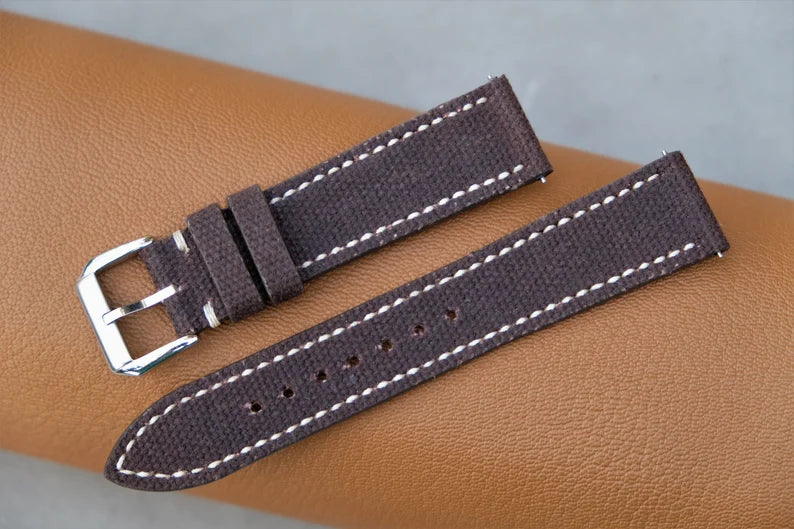 Handmade Canvas Watch Strap: Vintage Style, Custom-HCH-002