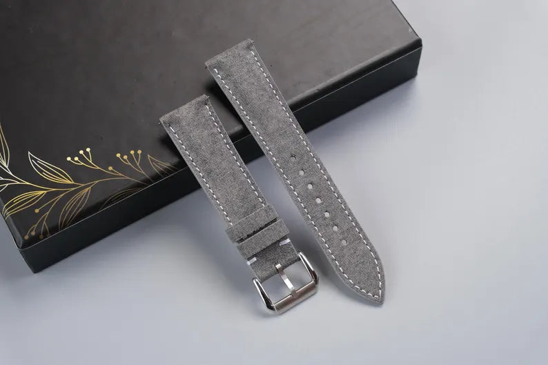 Canvas Watch Strap - Custom Size, Handmade Cotton Band-HCH-006