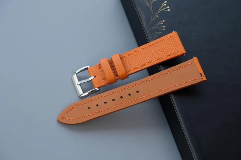 Orange Epsom Leather Watch Strap - HCH-009