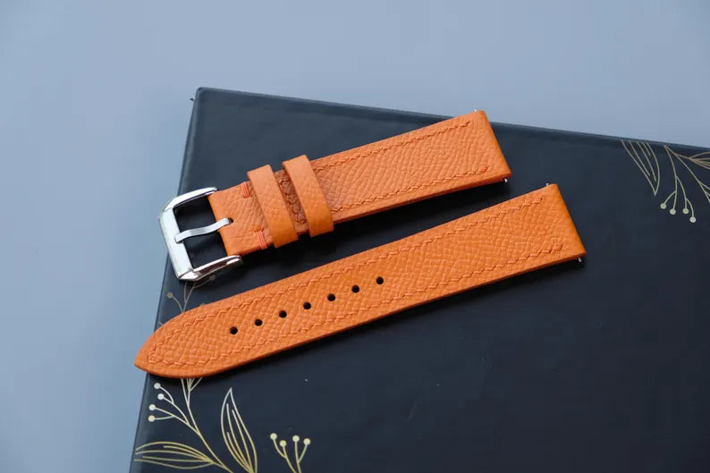 Orange Epsom Leather Watch Strap - HCH-009