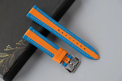 Blue & Orange Epsom Leather Watch Strap - HCH-011