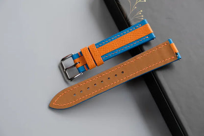 Blue & Orange Epsom Leather Watch Strap - HCH-011