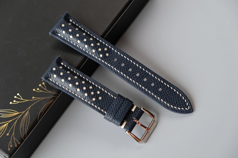 Dark Navy Epsom Leather Watch Strap - HCH-010