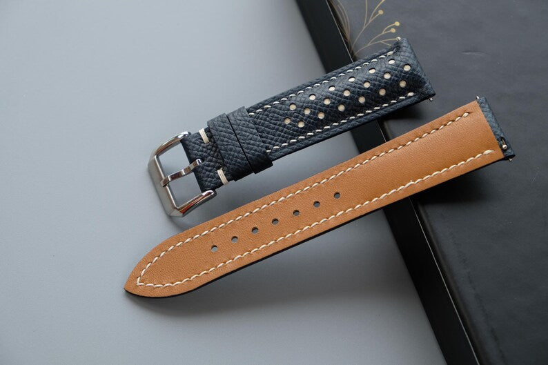 Dark Navy Epsom Leather Watch Strap - HCH-010