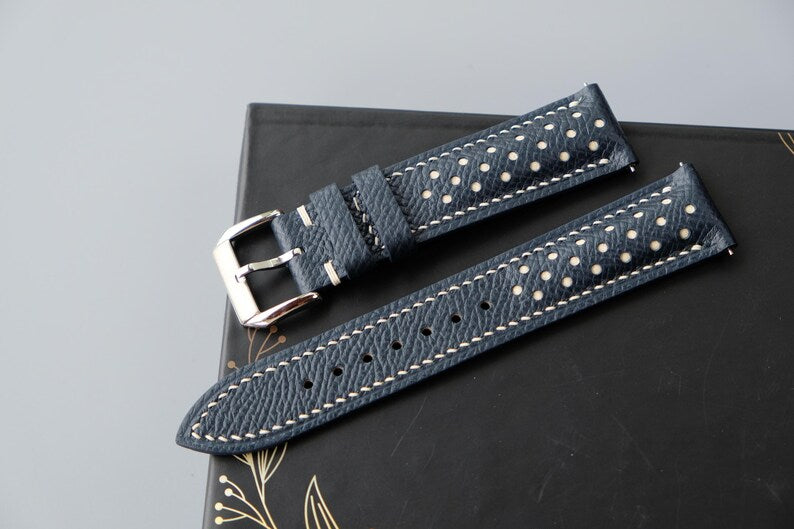 Dark Navy Epsom Leather Watch Strap - HCH-010