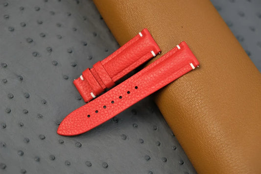 Red Togo Leather Watch Strap - HCH-015